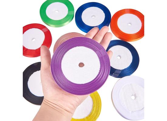 Satin Ribbon Multi Colors, 1cm 25Y for Crafts
